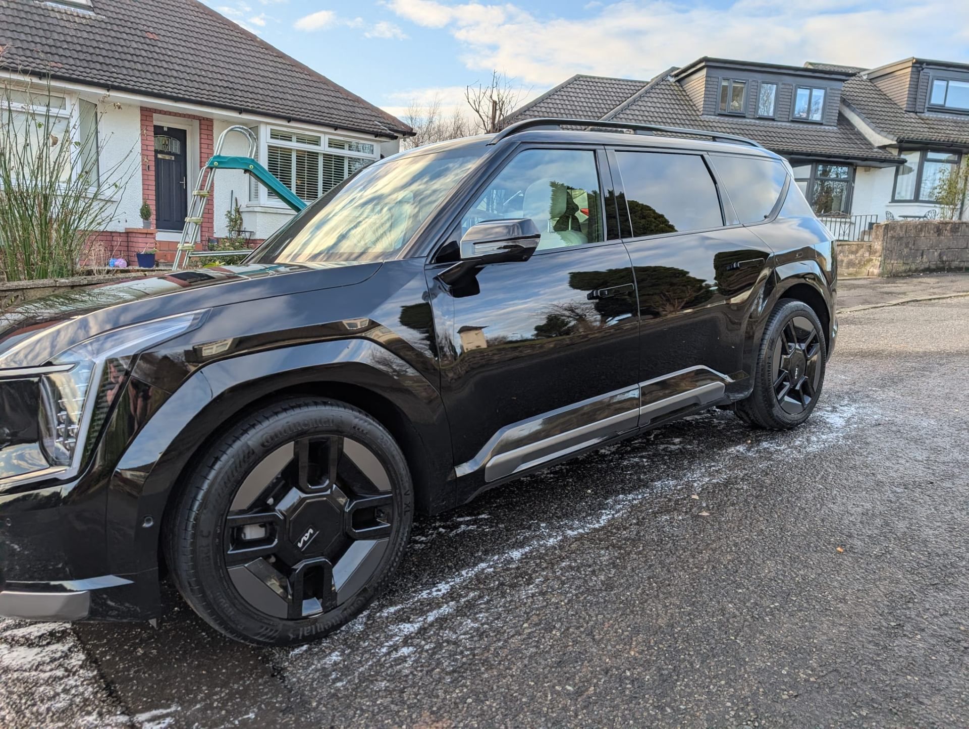 Black Kia EV9 after full detail
