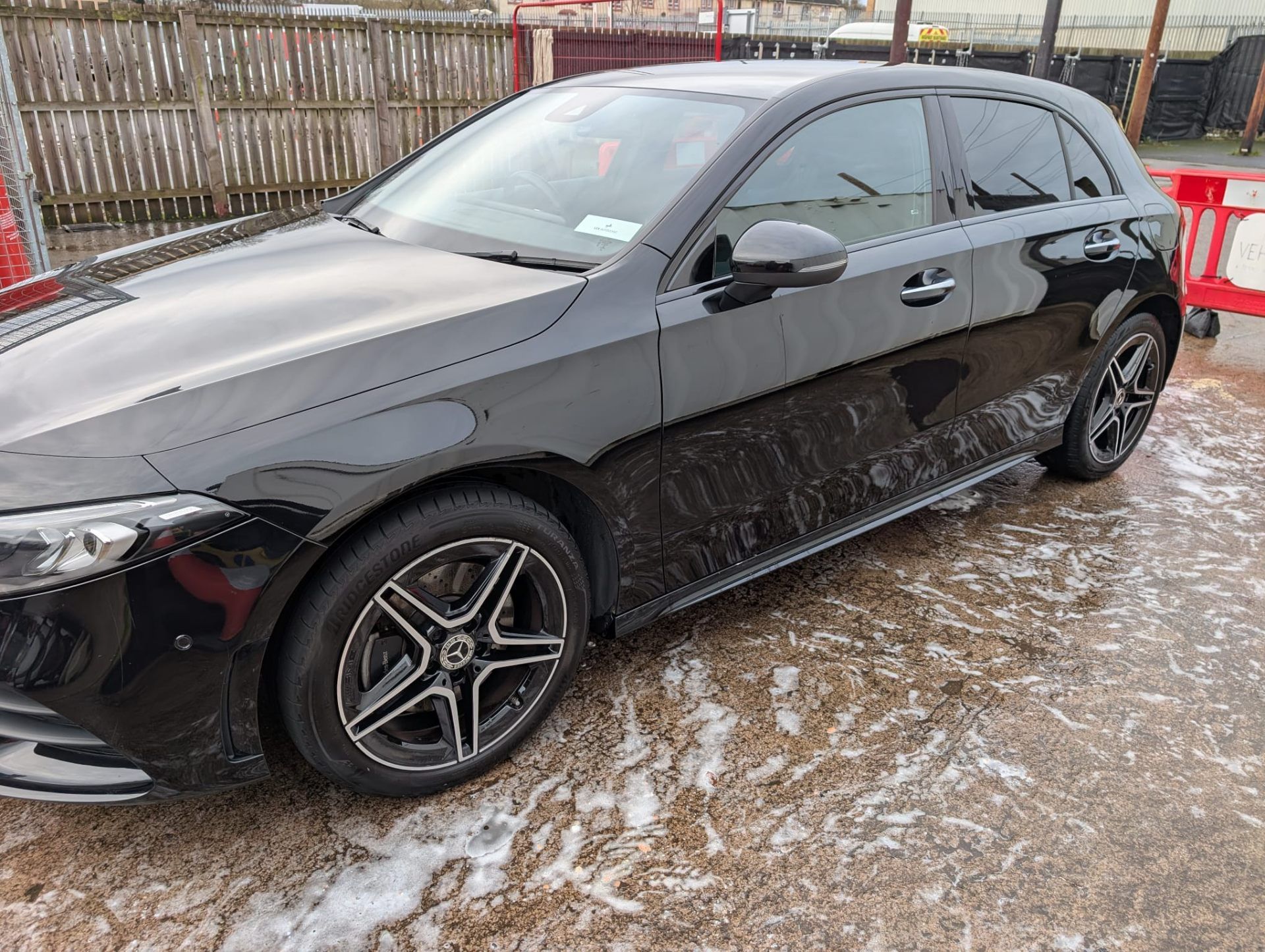 Black Mercedes A-Class after exterior wash