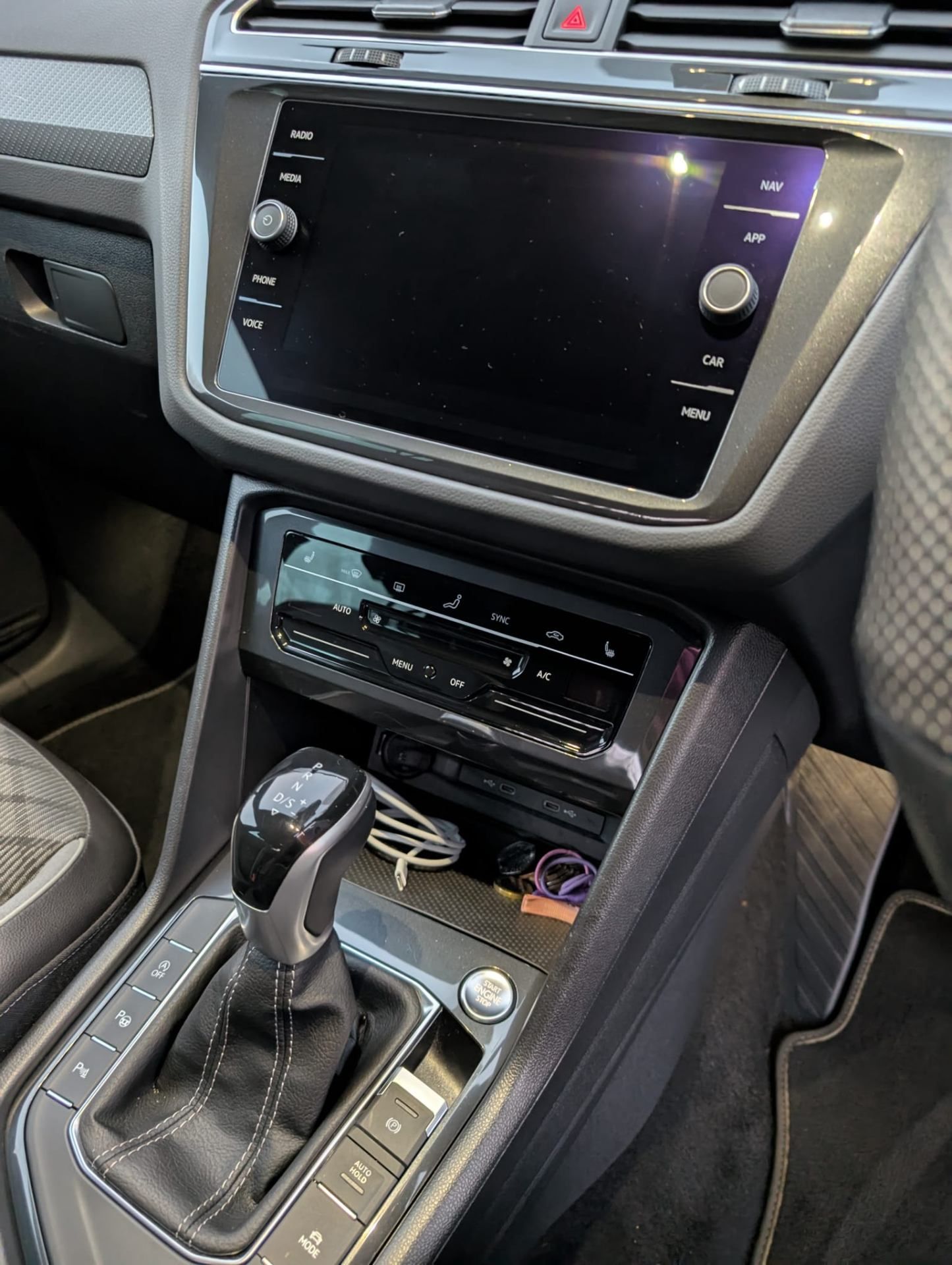 VW Tiguan centre console after interior detail